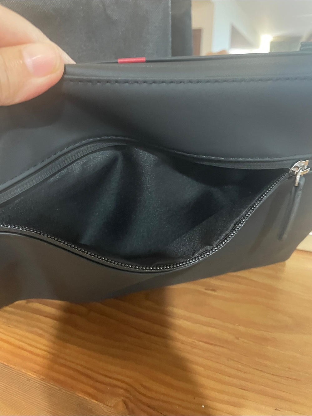 ๐ Prada Black Toiletry Pouch with Red Center Stripe - Picture 10 of 11